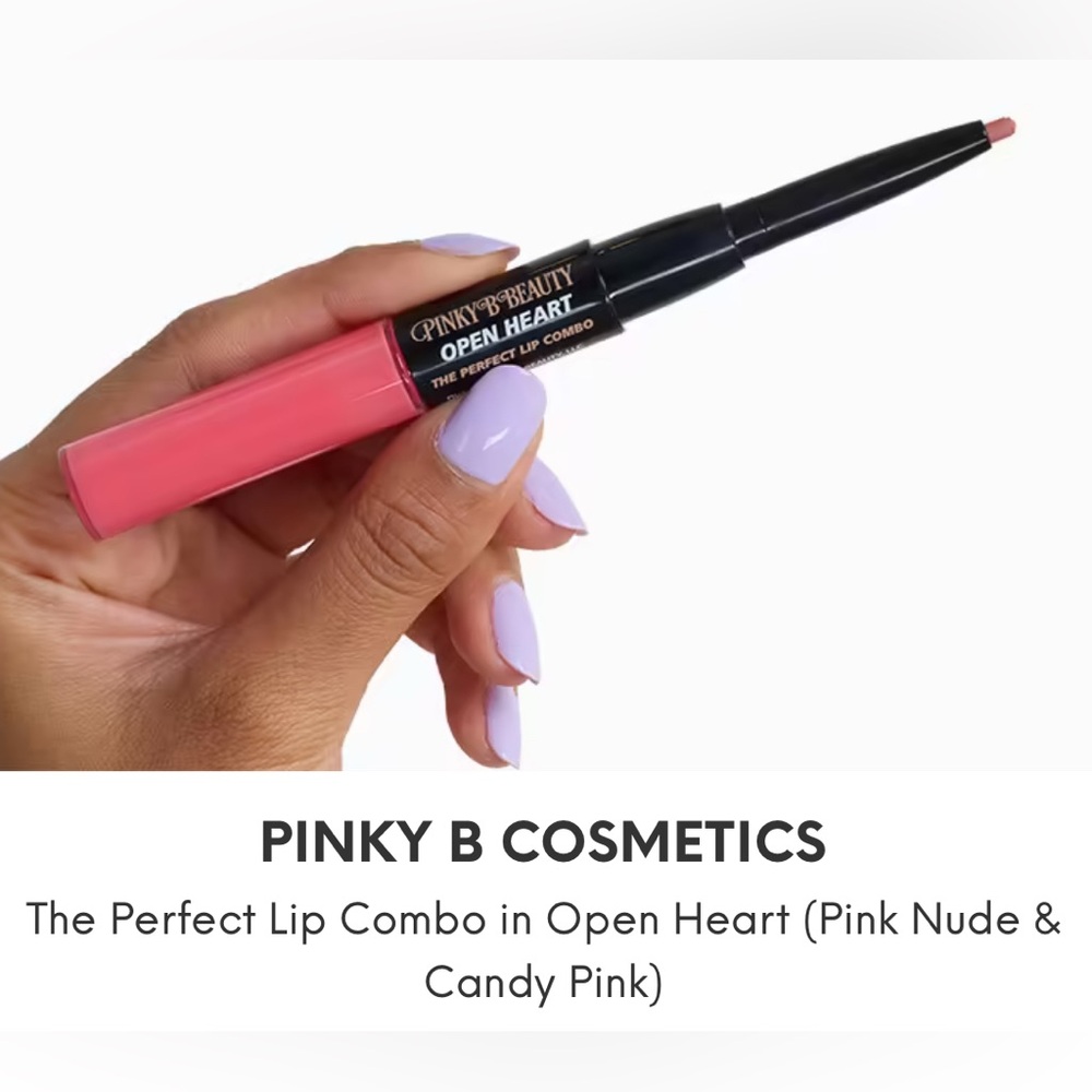 NWT PINKY B COSMETICS
The Perfect Lip Combo in Open Heart Pink Nude & Candy Pink